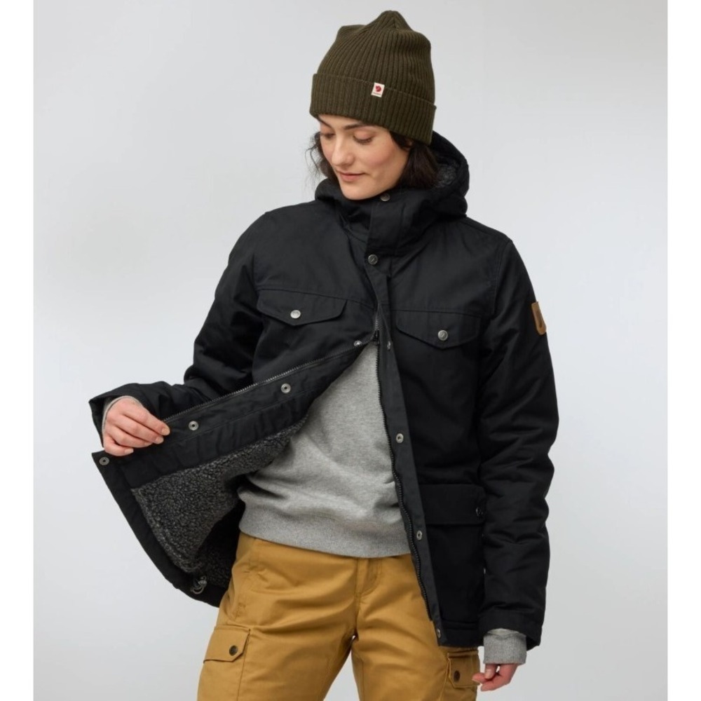 FjallRaven Greenland Jacket Women's XXS Black Hooded Snap Button Trekking Winter
